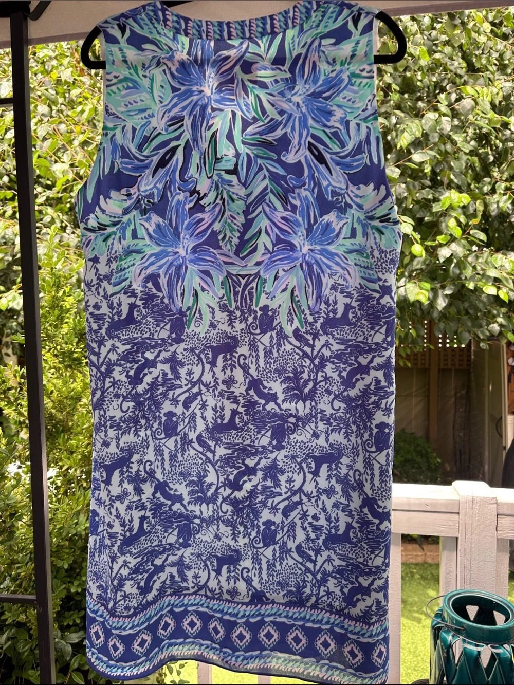 Lilly Pulitzer Evah Dress Ready Set Gecko Blue HighTide Sleeveless Vneck XL - Picture 2 of 3